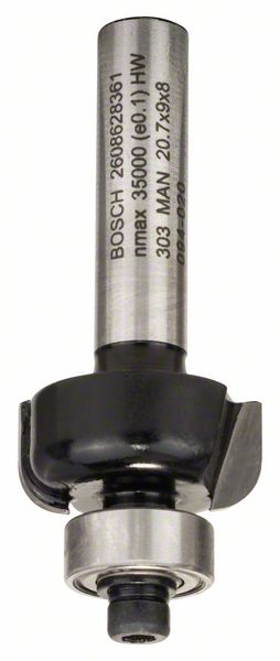Dlabacia fréza s guľôčkovým ložiskom, 8 mm, r1 = 4 mm, d1 = 20,7 mm, l = 9 mm, g = 53 mm 8 mm, R1 4 mm, D 20,7 mm, L 9 mm, G 53 mm - 1