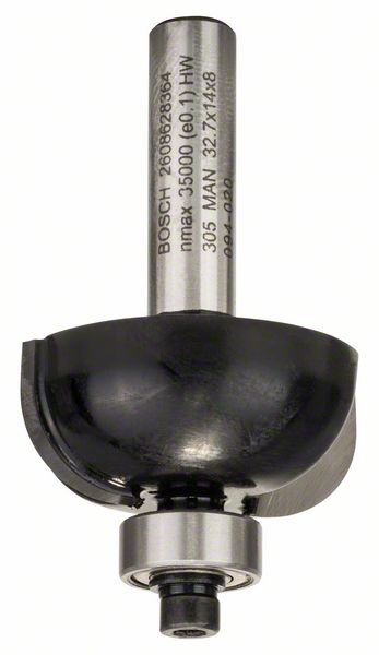 Dlabacia fréza s guľôčkovým ložiskom, 8 mm, r1 = 10 mm, d1 = 32,7 mm, l = 14 mm, g = 55 mm 8 mm, R1 10 mm, D 32,7 mm, L 14 mm, G 55 mm - 1