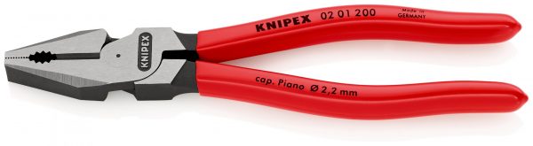 KNIPEX 02 01 200 SB Kombinované kliešte s veľkou pákovou silou poplastované čierne atramentované 200 mm (samoobslužná karta/blister) - 1