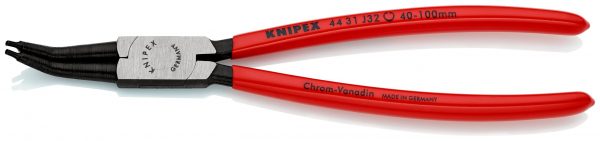 KNIPEX 44 31 J32 Kliešte na poistné krúžky pre vnútorné poistné krúžky vo vŕtaných otvoroch 45° ohyb poplastované čierne atramentované 225 mm - 1