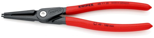 KNIPEX 48 11 J3 Presné kliešte na poistné krúžky pre vnútorné poistné krúžky vo vŕtaných otvoroch s protišmykovým plastovým povrchom šedá atramentizovaná 225 mm - 1