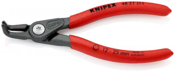 KNIPEX 48 21 J11 SB Presné kliešte na poistné krúžky pre vnútorné poistné krúžky vo vŕtaných otvoroch s protišmykovým plastovým povrchom šedá atramentizovaná 130 mm (samoobslužná karta/blister) - 1