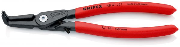KNIPEX 48 41 J31 Presné kliešte na poistné krúžky pre vnútorné poistné krúžky vo vŕtaných otvoroch s protišmykovým plastovým povrchom šedá atramentizovaná 210 mm - 1