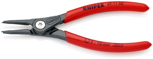 KNIPEX 49 11 A0 SB Presné kliešte na poistné krúžky pre vonkajšie poistné krúžky na hriadeľoch s protišmykovým plastovým povrchom šedá atramentizovaná 140 mm (samoobslužná karta/blister) - 1