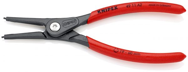 KNIPEX 49 11 A2 SB Presné kliešte na poistné krúžky pre vonkajšie poistné krúžky na hriadeľoch s protišmykovým plastovým povrchom šedá atramentizovaná 180 mm (samoobslužná karta/blister) - 1