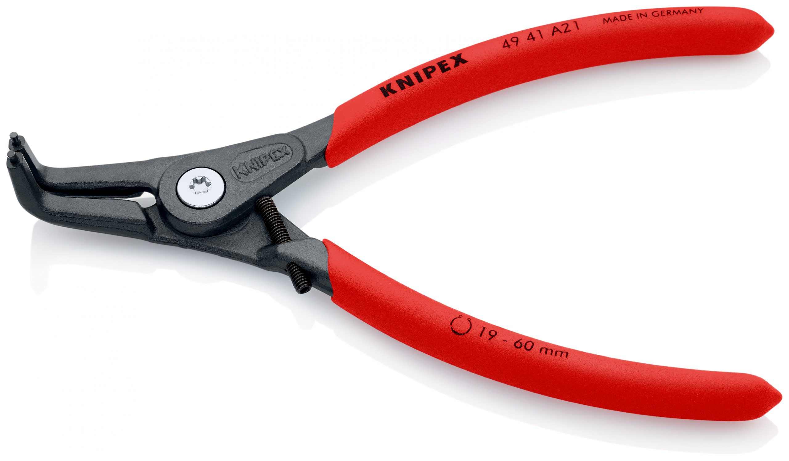 4941A21-00-1 KNIPEX 49 41 A21 Presné kliešte na poistné krúžky pre vonkajšie poistné krúžky na hriadeľoch s protišmykovým plastovým povrchom šedá atramentizovaná 165 mm - 1