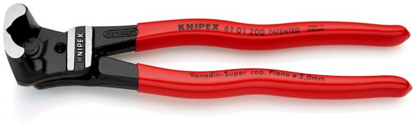 KNIPEX 61 01 200 SB Čelné pákové cvikacie kliešte vysoký pákový prevod poplastované čierne atramentované 200 mm (samoobslužná karta/blister) - 1