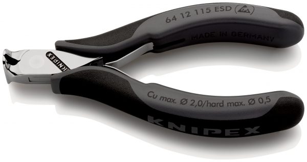 KNIPEX 64 12 115 ESD Čelné cvikacie kliešte ESD pre elektroniku s multi-komponentnými úchopmi 115 mm - 1