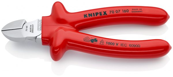 KNIPEX 70 07 160 Bočné cvikacie kliešte s máčanou izoláciou, VDE testované pochrómované 160 mm - 1