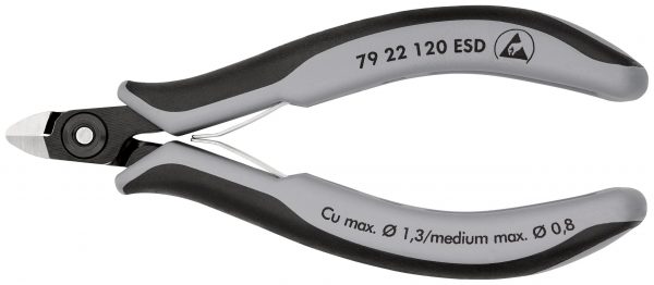 KNIPEX 79 22 120 ESD Presné bočné cvikacie kliešte ESD pre elektroniku s multi-komponentnými úchopmi leštené 120 mm - 1