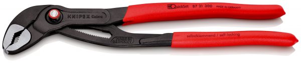 KNIPEX 87 21 300 Cobra® QuickSet Hightech kliešte na vodné čerpadlá s protišmykovým plastovým povrchom šedá atramentizovaná 300 mm - 1
