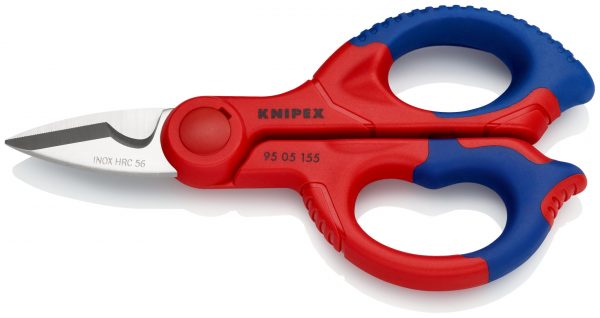 KNIPEX 95 05 155 SB Elektrikárske nožnice s multi-komponentnými úchopmi, vystuženými sklenenými vláknami 155 mm (samoobslužná karta/blister) - 1