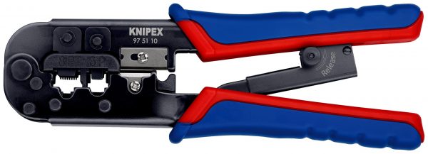 KNIPEX 97 51 10 SB Lisovacie kliešte pre Western konektory s multi-komponentnými úchopmi leštené 190 mm (samoobslužná karta/blister) - 1