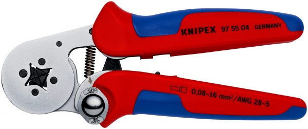 KNIPEX 97 55 04 Automatické lisovacie kliešte pre dutinky s bočným prístupom s multi-komponentnými úchopmi pochrómované 180 mm - 1