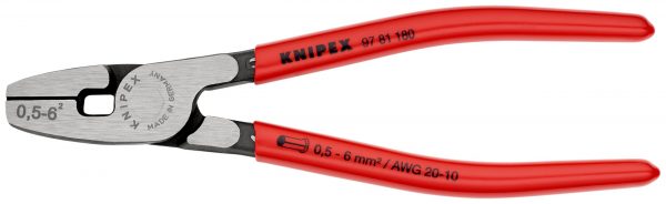 KNIPEX 97 81 180 Lisovacie kliešte pre dutinky s predným vkladaním poplastované 180 mm - 1