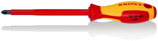 KNIPEX 98 25 03 Skrutkovač pre skrutky s krížovou drážkou Pozidriv® izolovaná multi-komponentná rukoväť, VDE testovaná leštené 270 mm - 1