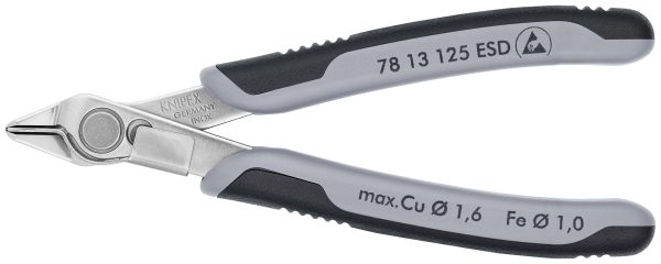 KNIPEX 78 13 125 ESD Electronic Super Knips® ESD s multi-komponentnými úchopmi 125 mm - 1
